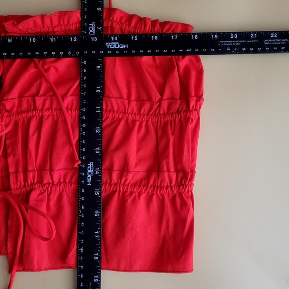 La Amario Red Boho Front Tie Spaghetti Strap Cami Top Size Large Patriotic NWT - Picture 6 of 6